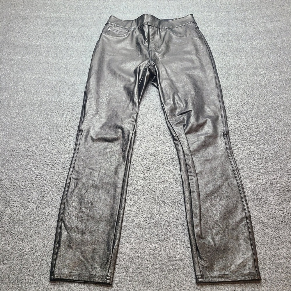Spanx Faux Leather Leggings Womens XS Petite Black Excellent Straight Leg